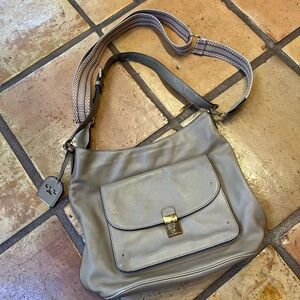 Tory Burch Gray Leather Shoulder Bag